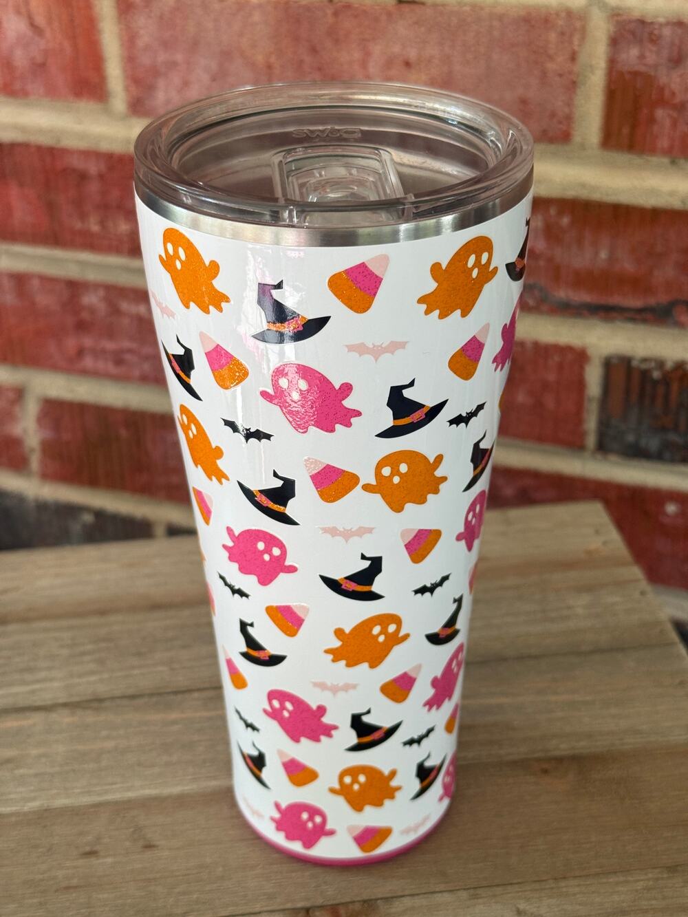 Swig Life Hey Boo Halloween 32oz Glow in the Dark Tumbler with Pink Ghosts
